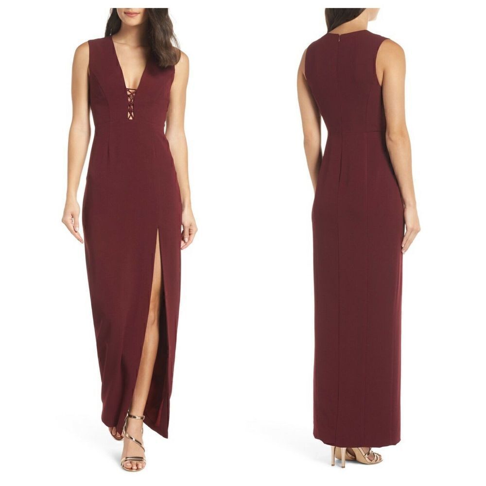 WAYF Casey Plunge Neck Gown